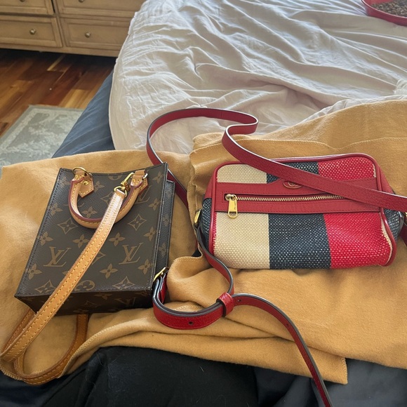 Louis Vuitton Brown Monogram and Red Stripe Crossbody Bags - Picture 1 of 4